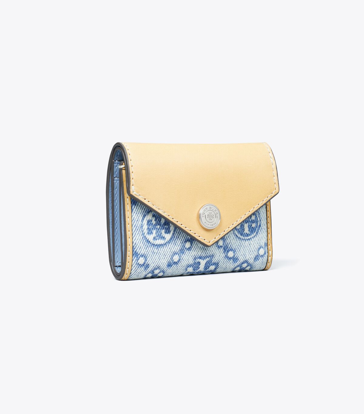 tory burch t monogram denim small envelope wallet