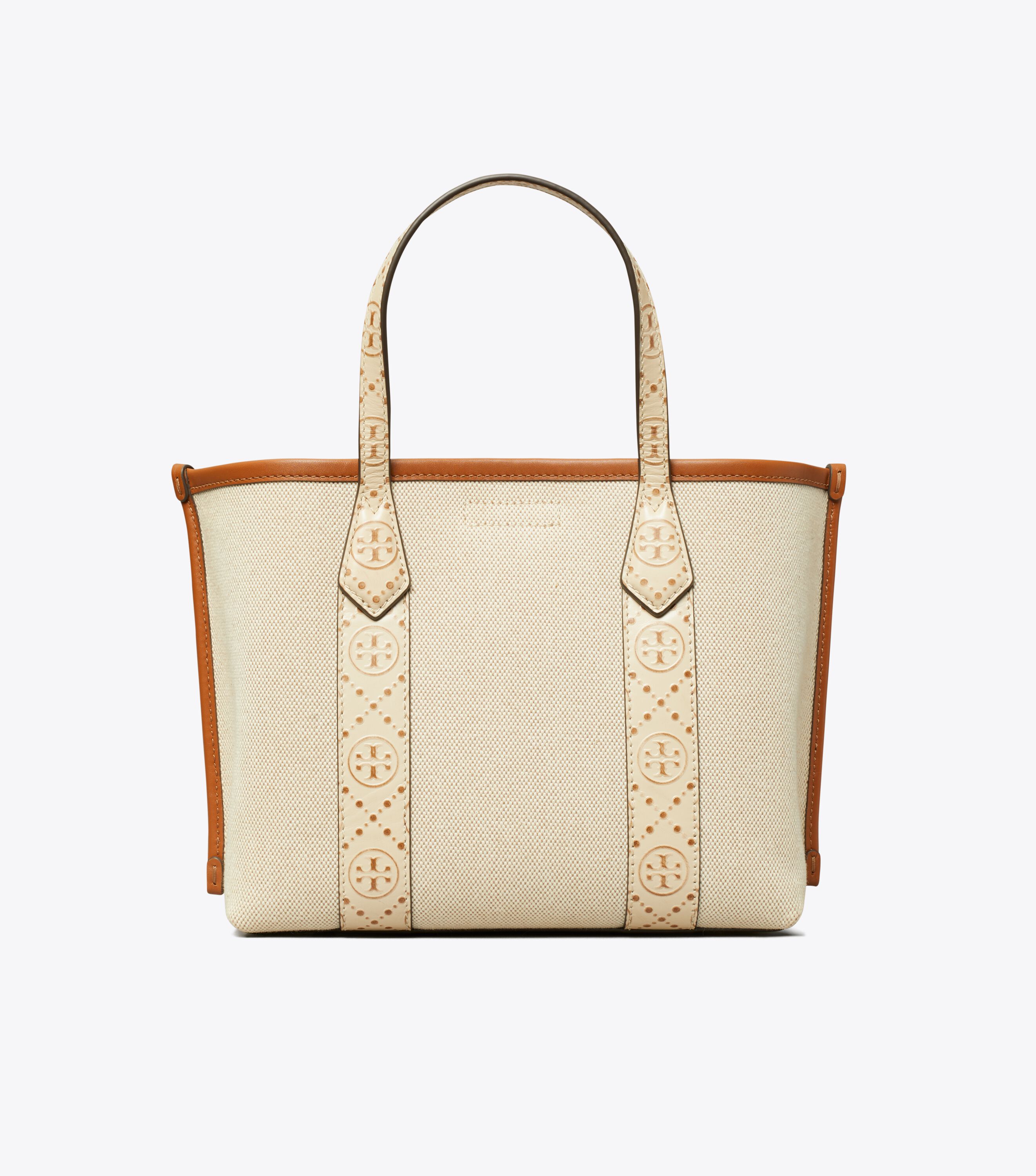 Small Perry Canvas Triple-Compartment Tote, New Cream | Tory