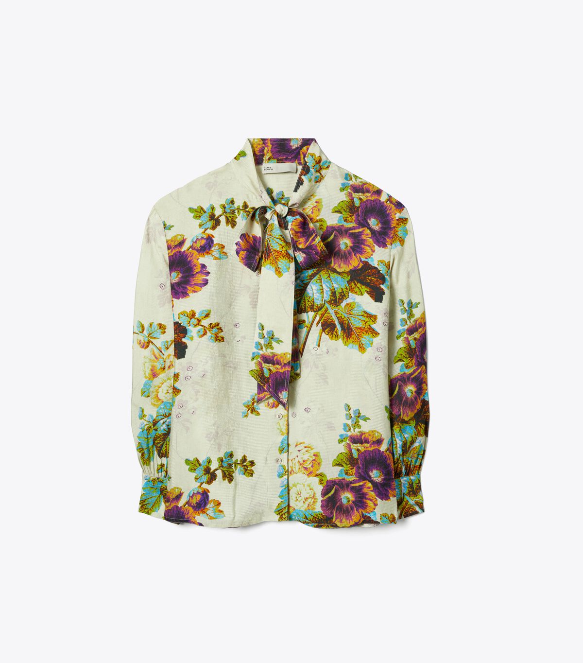 tory burch printed viscose bow blouse