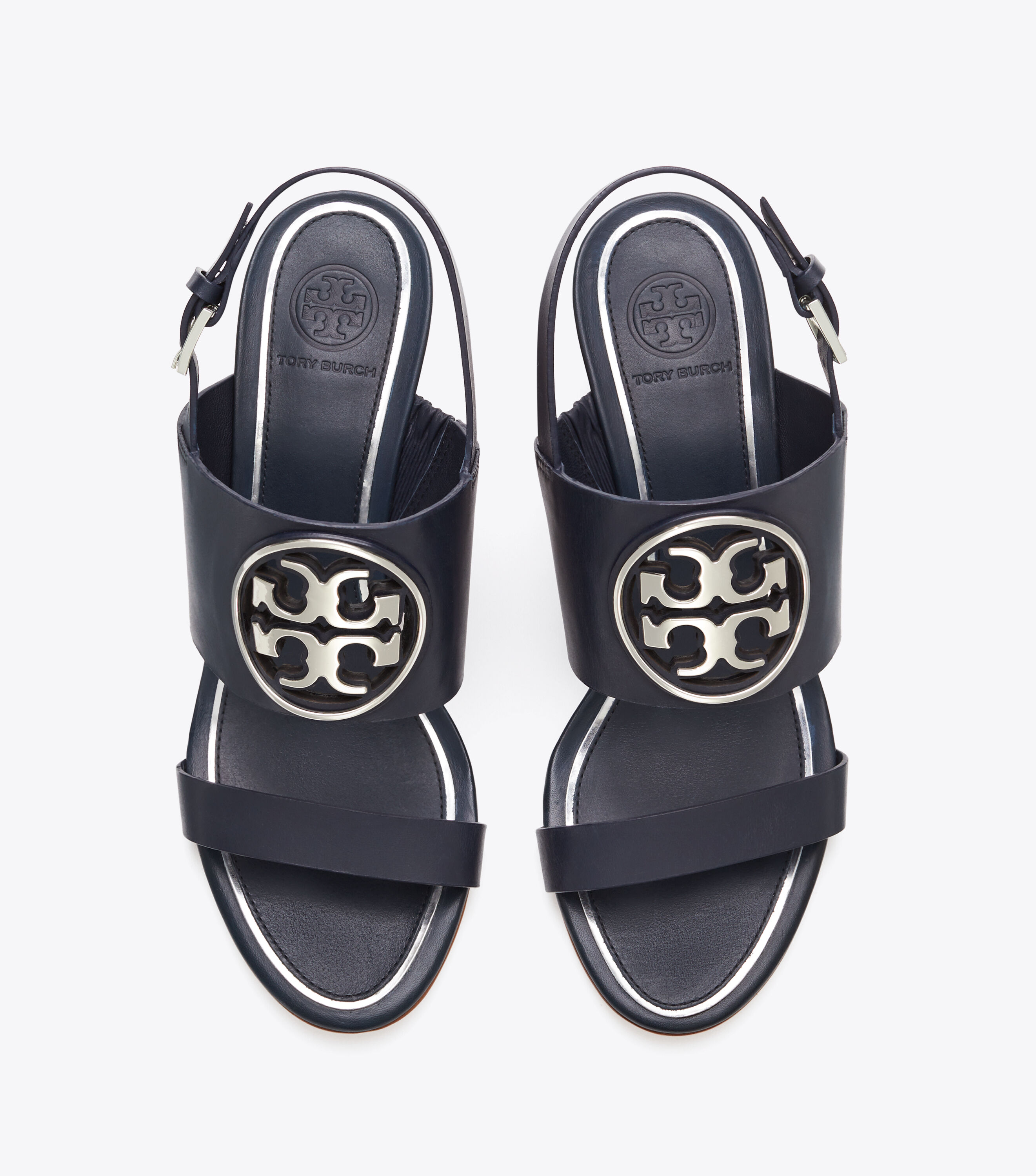 Miller Metal Logo Wedge Sandal Leather Tory Burch Navigation