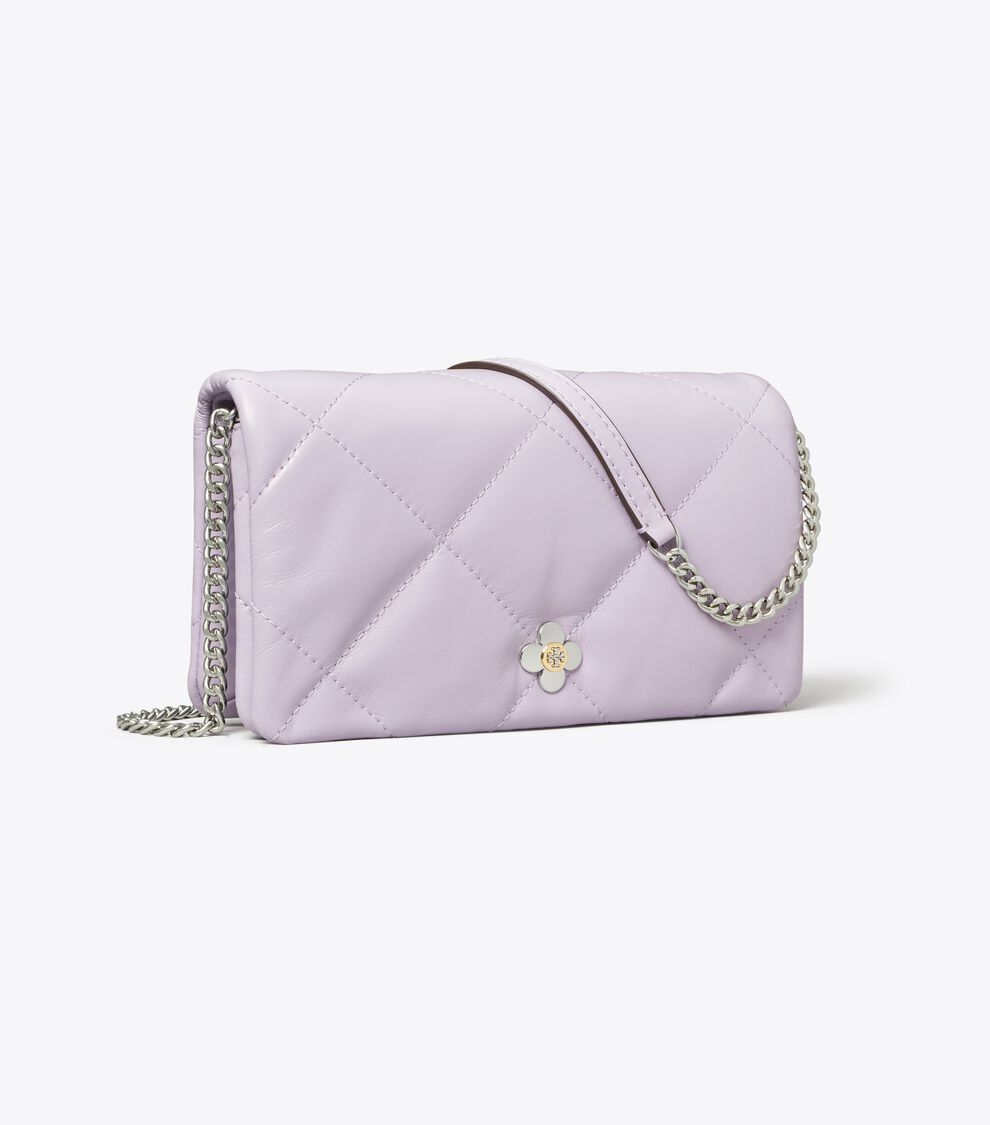 Kira Diamond Quilt Clover Chain Wallet, Purple Heather Tory