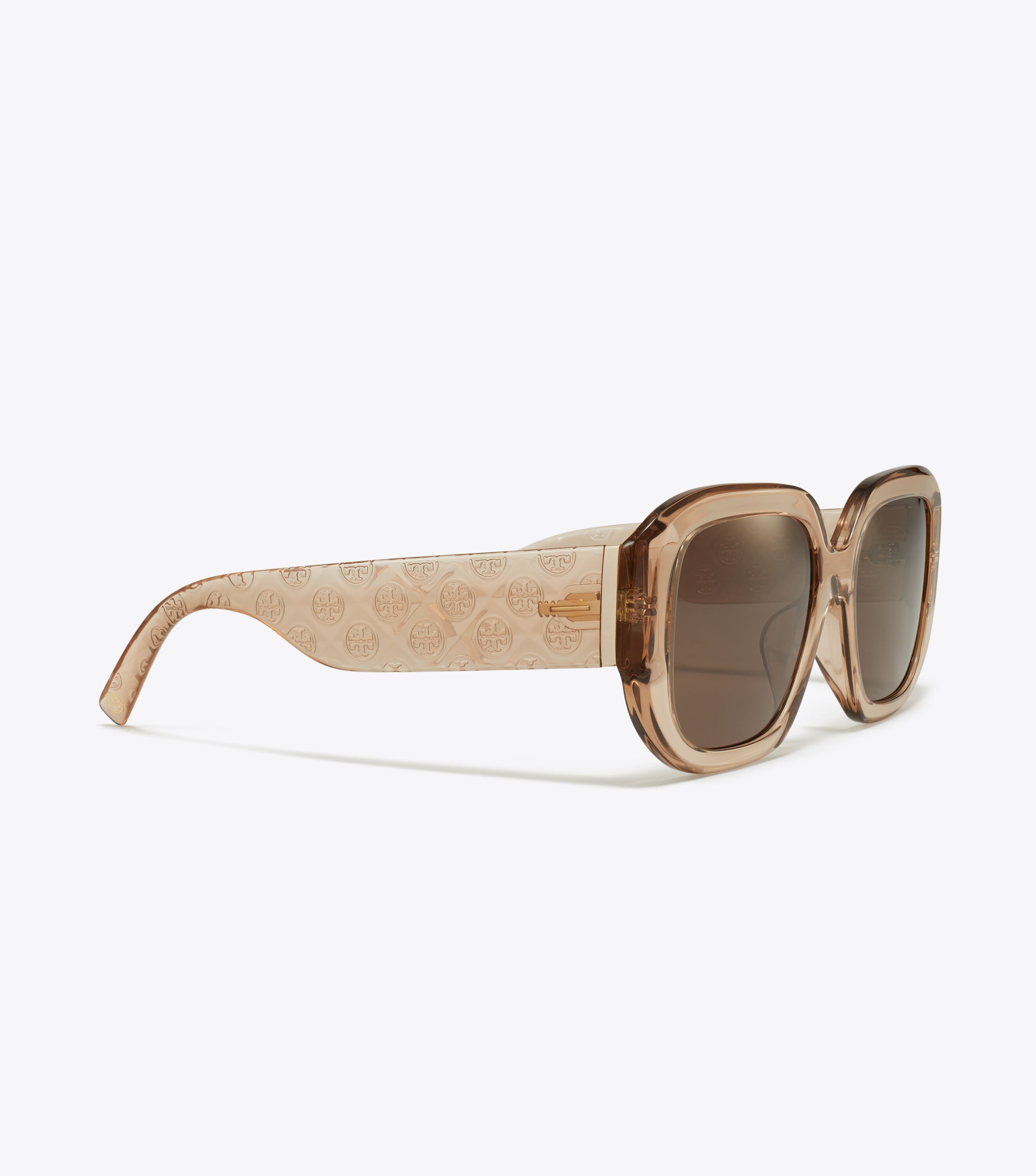 ToryBurch Tモノグラムスクエアサングラス T Monogram Square Sunglasses, Transparent Brown/Brown | Tory Burch UAE