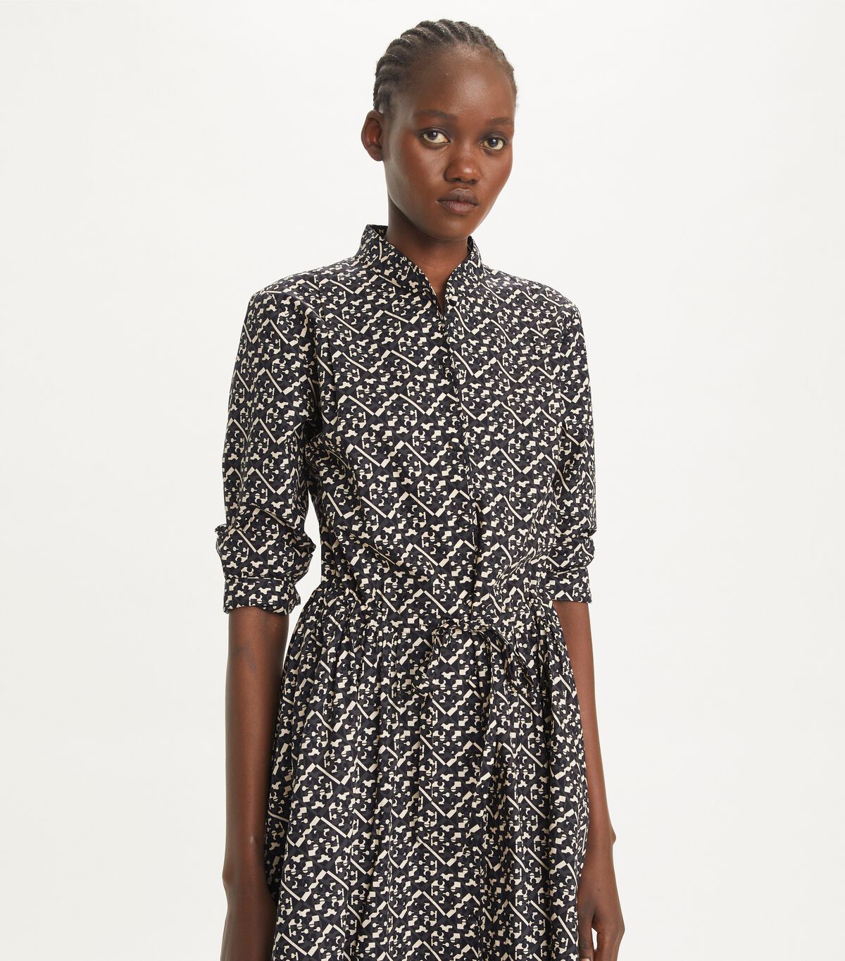 tory burch long printed poplin shirtdress
