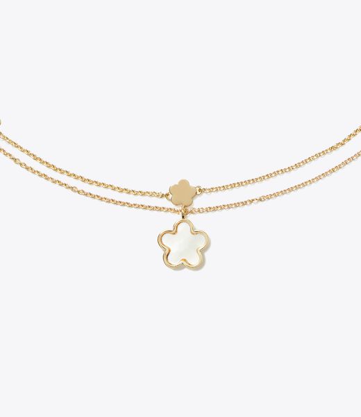 tory burch layered flower pendant necklace