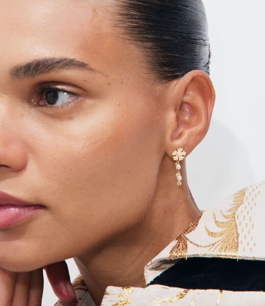 tory burch forget me not chain pearl earrings
