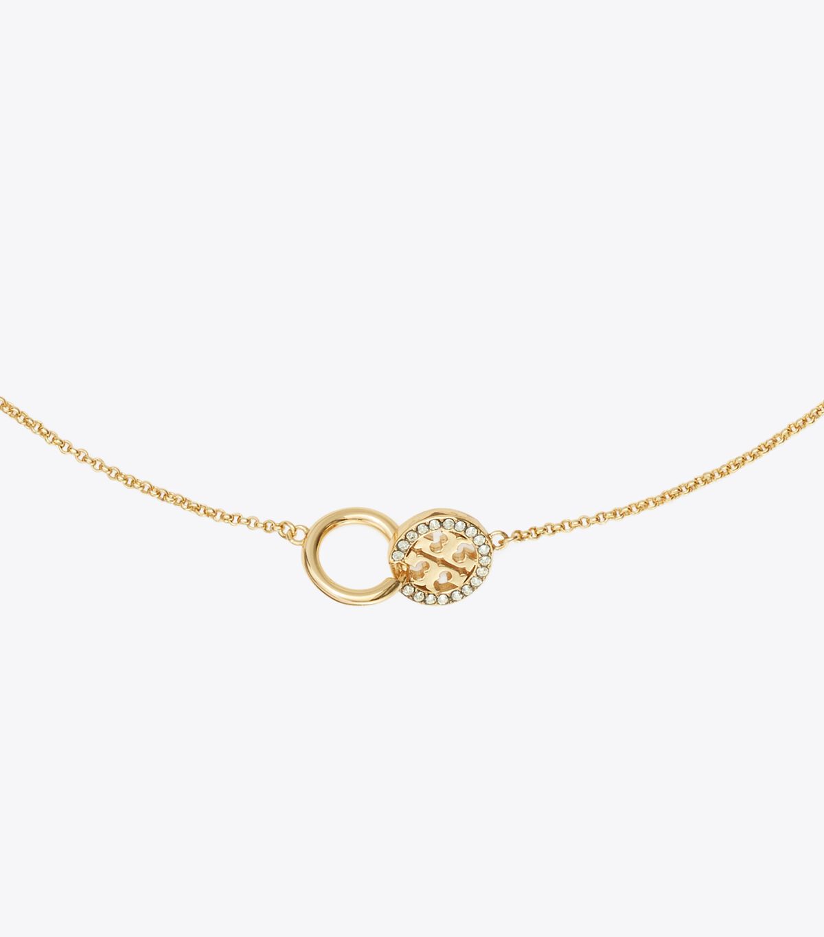 tory burch icon pave interlocking pendant necklace