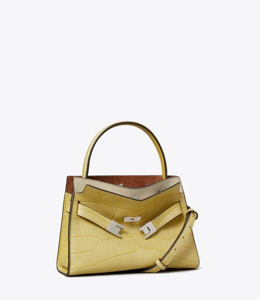 tory burch petite lee radziwill croc embossed double bag