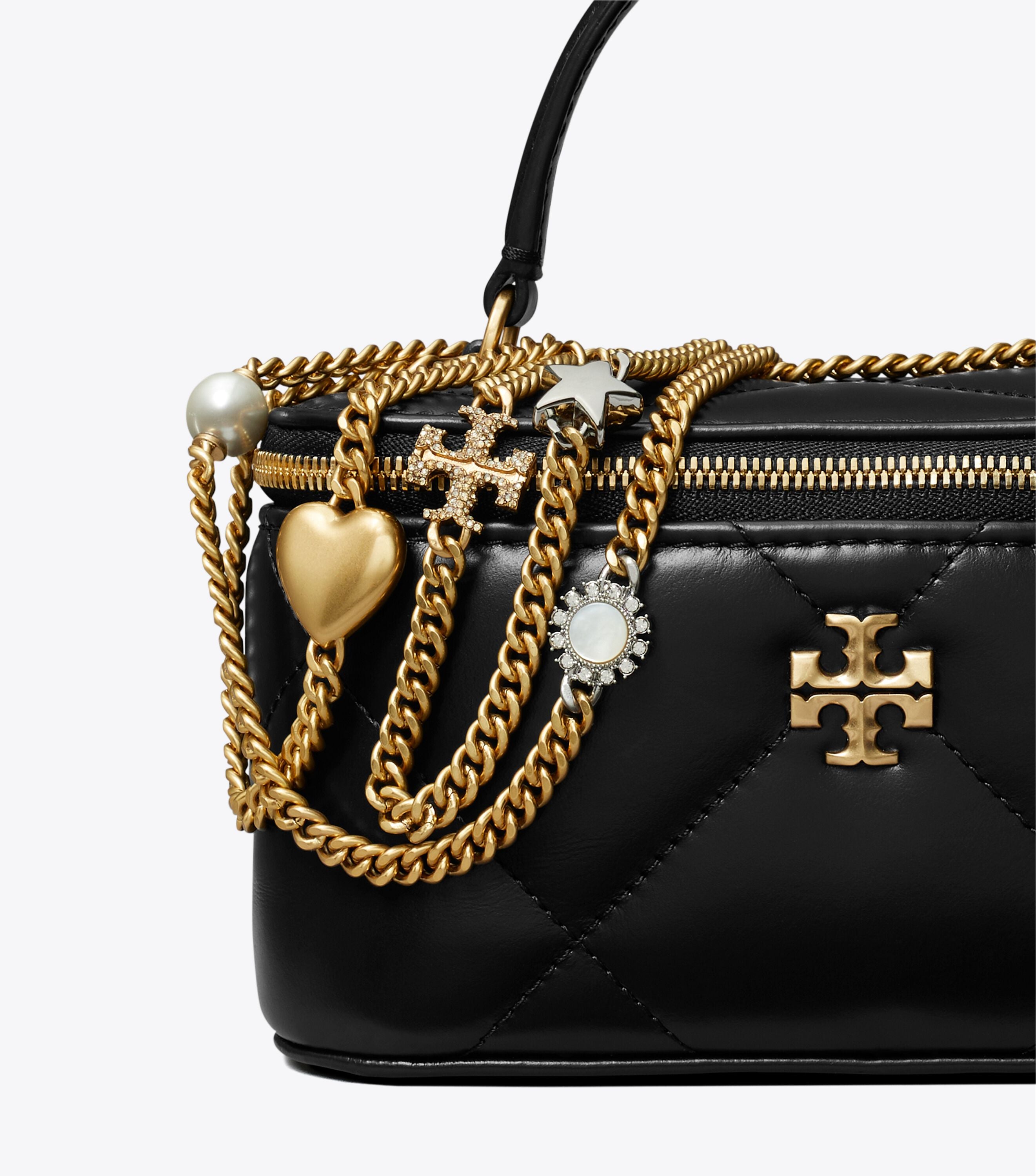 Kira Charm Diamond Quilt Vanity Case, Black | Tory Burch UAE