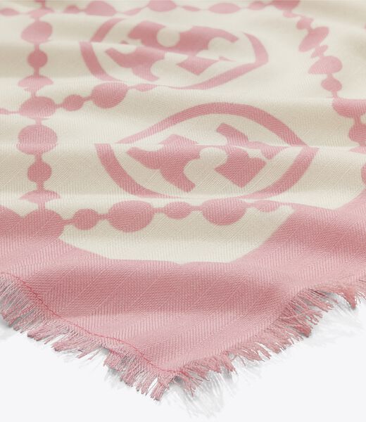 tory burch t monogram bordered oblong scarf