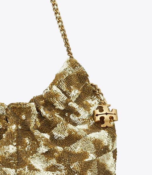 tory burch mini fleming sequin drawstring bag