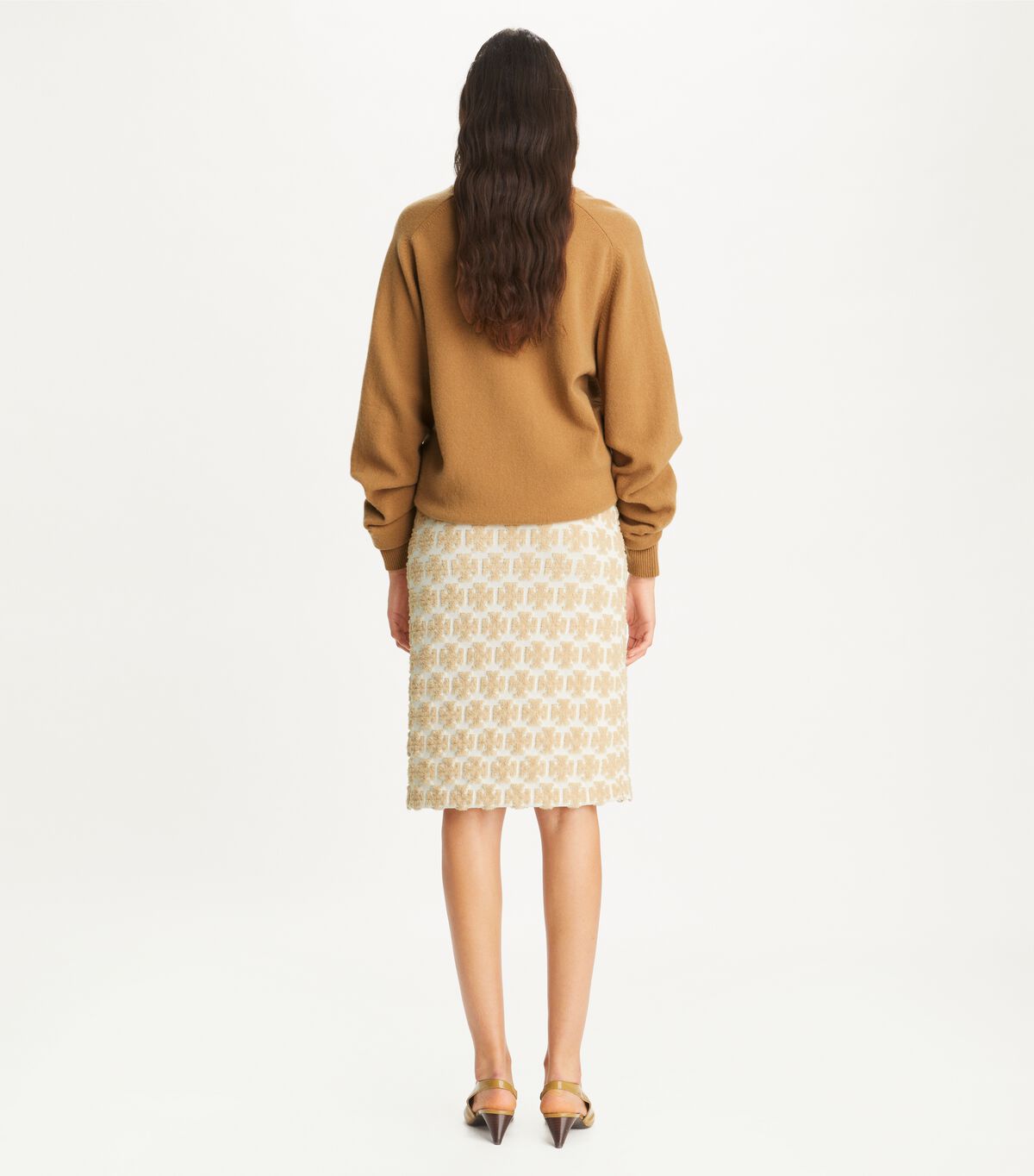 tory burch logo boucl skirt