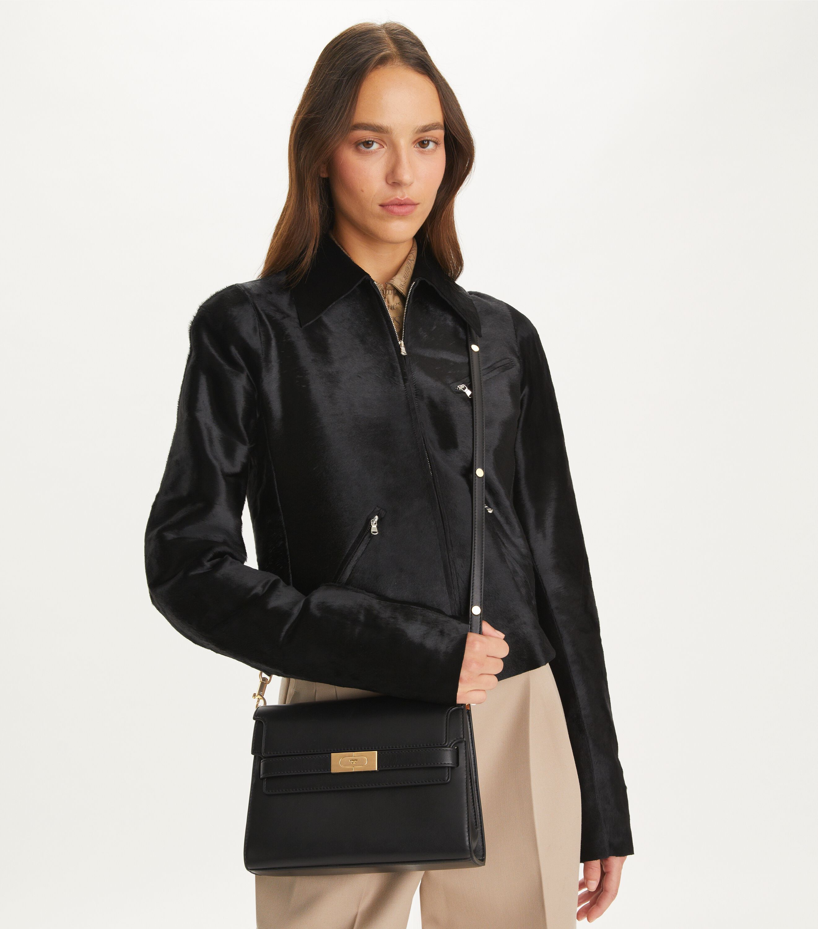 Tory burch alexa topstitched leather shoulder bag cheap