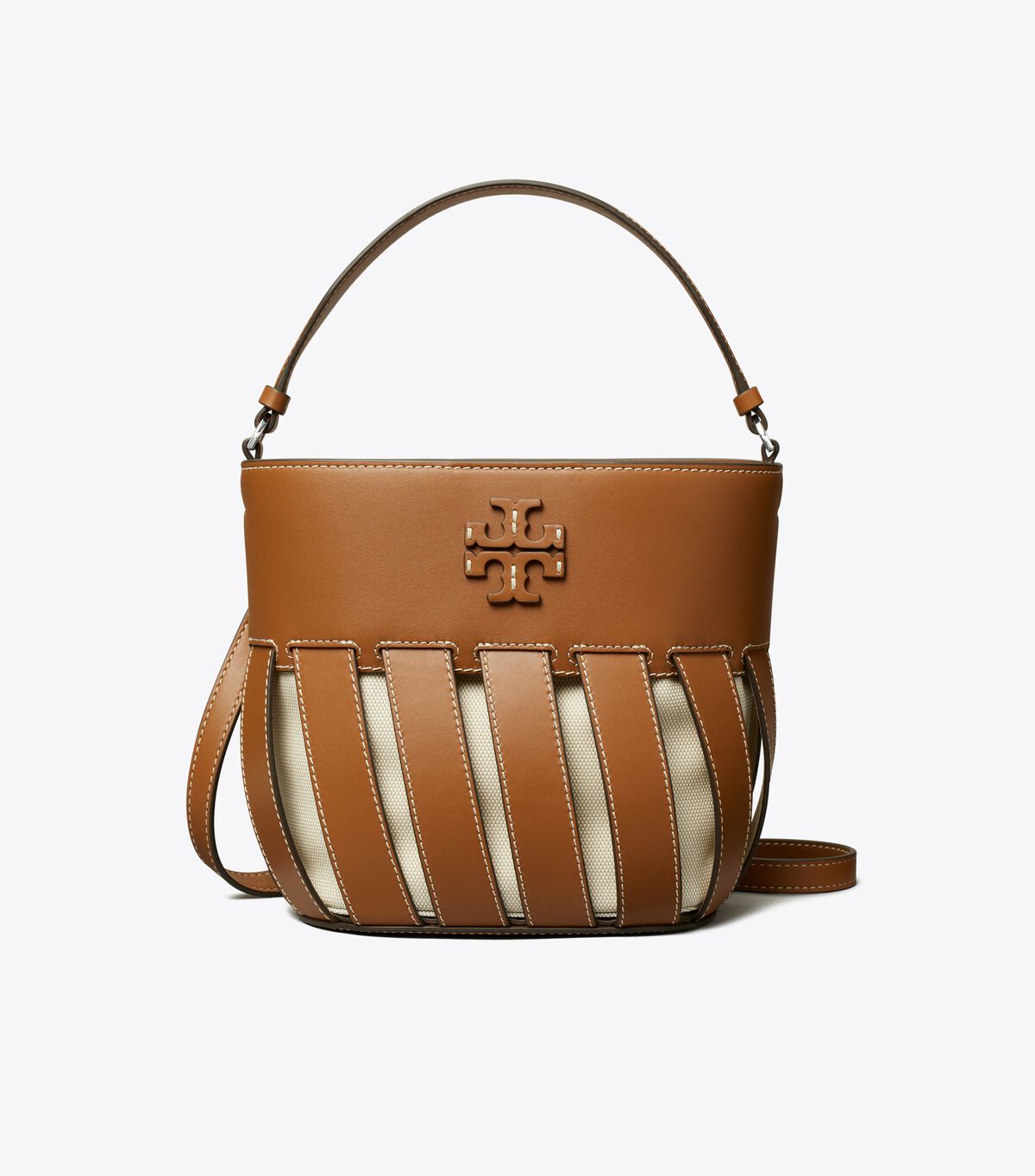 tory burch small mcgraw stripe die cut bucket bag