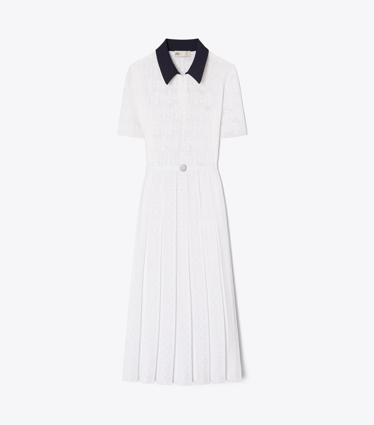 T Monogram Pointelle Pleated Dress tory burch t monogram pointelle pleated dress