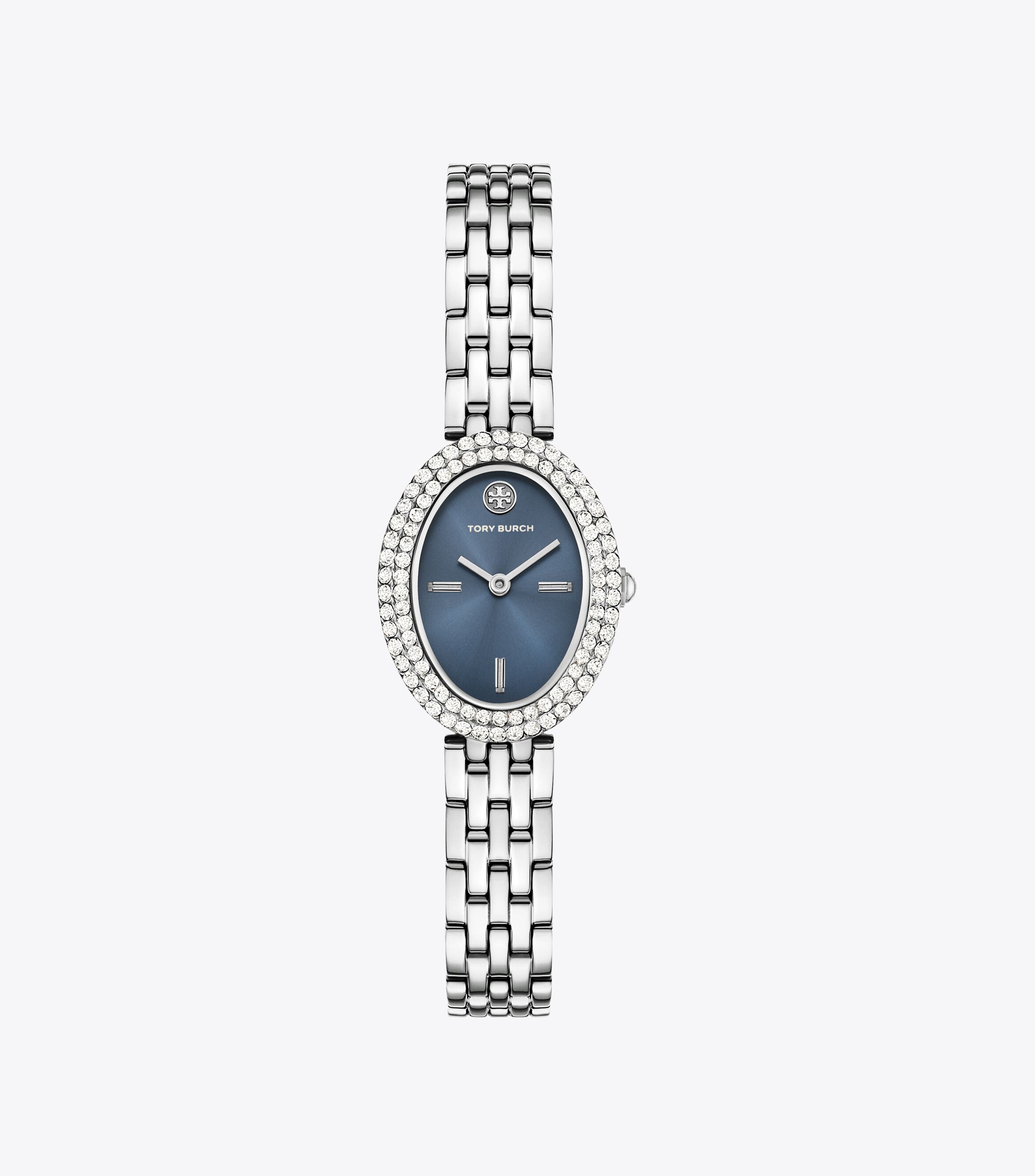 Oval Watch, Blue/Stones/Silver | Tory Burch UAE