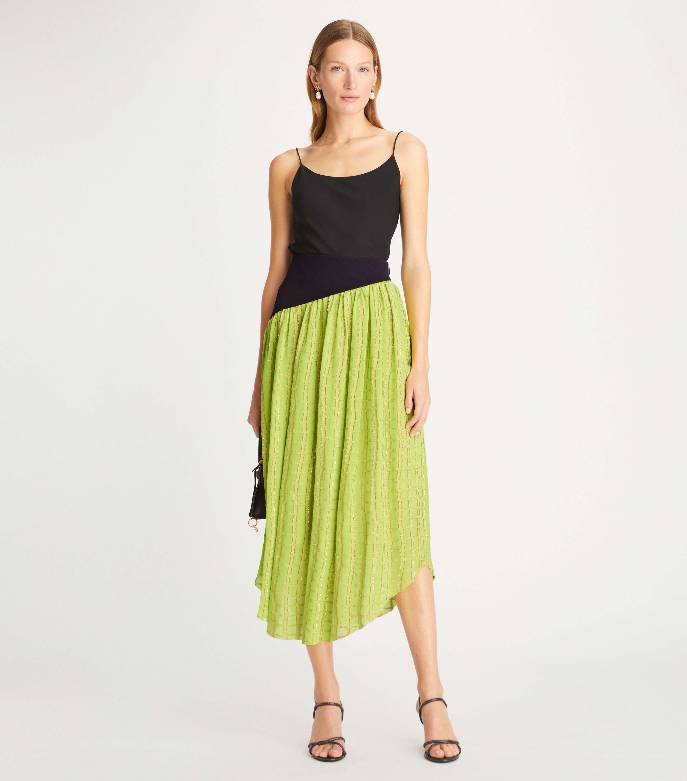 種類豊富な品揃え Chiffon Colorblock Skirt, UAE Burch Tory | Lime スカート