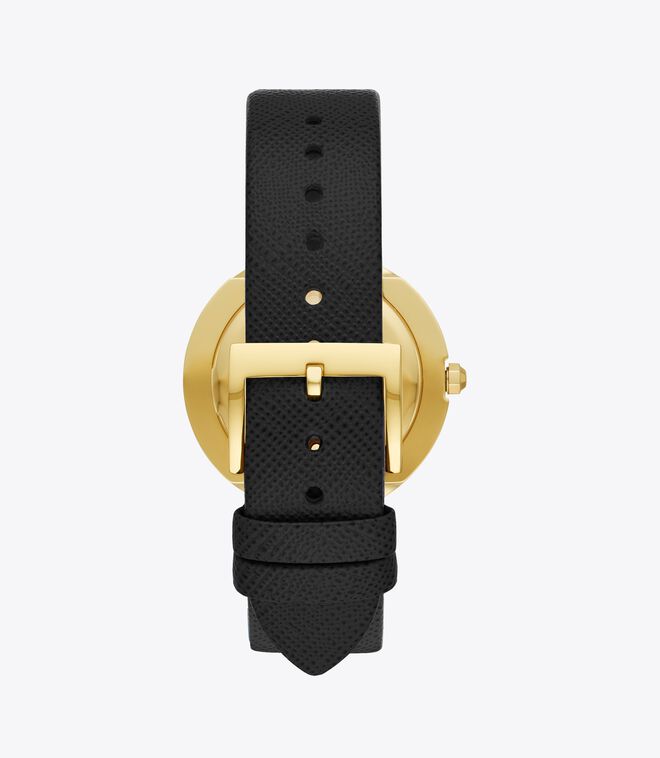 Bailey Watch, Black Leather/Gold Tone/Black, 34 MM