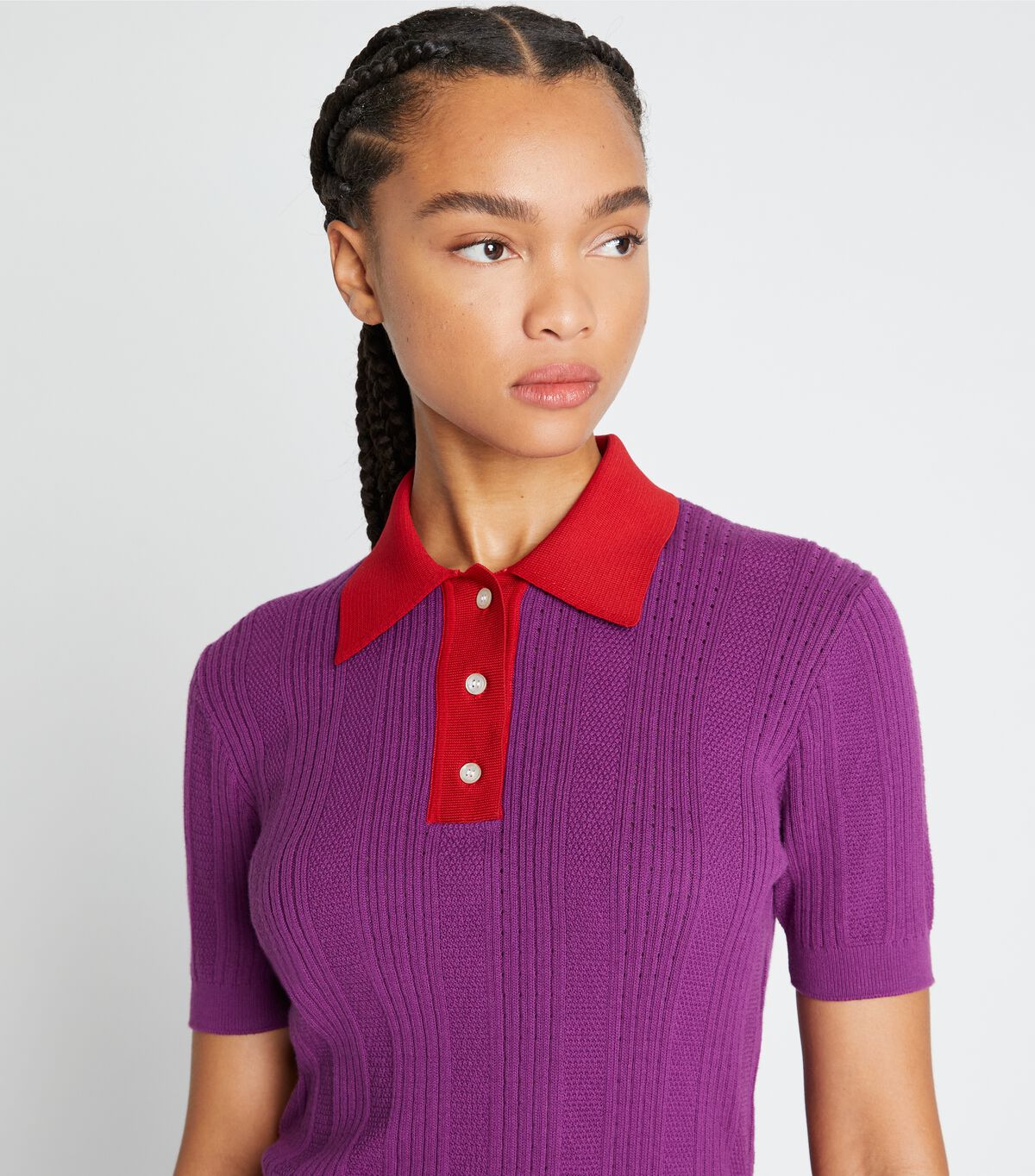 Cotton Pointelle Polo Sweater | Tory Sport | Tory Burch