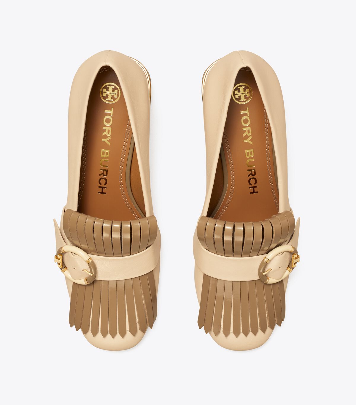 tory burch multi logo kiltie heeled loafer