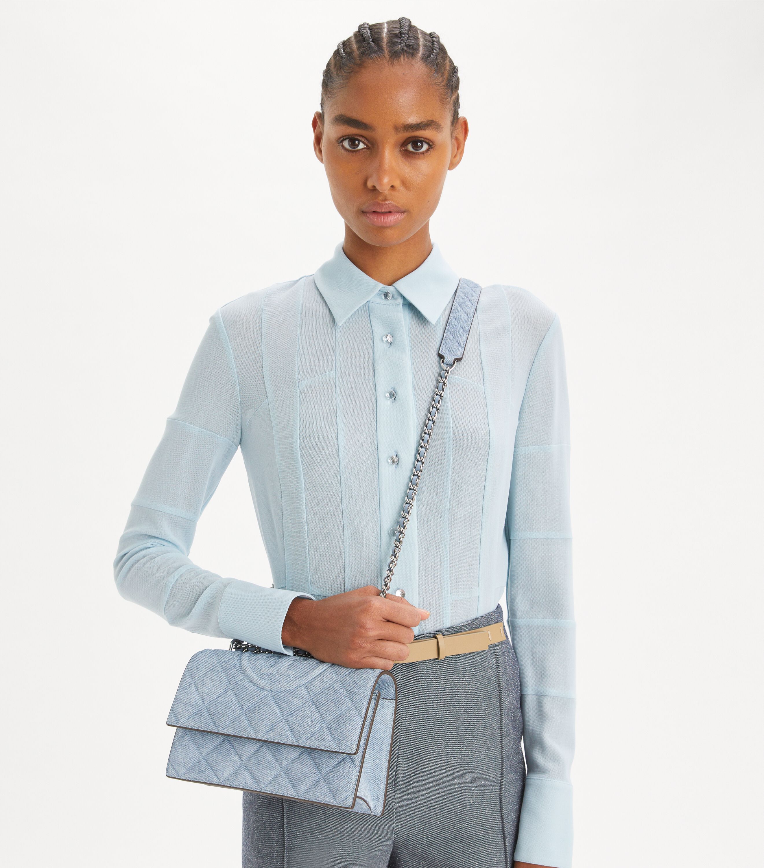 ショルダーバッグ・ポシェット TORY BURCH Woman Crossbody bags Grey 169226 020 Leather crossbody bag Tory Burch Grey in Leather - 55481927