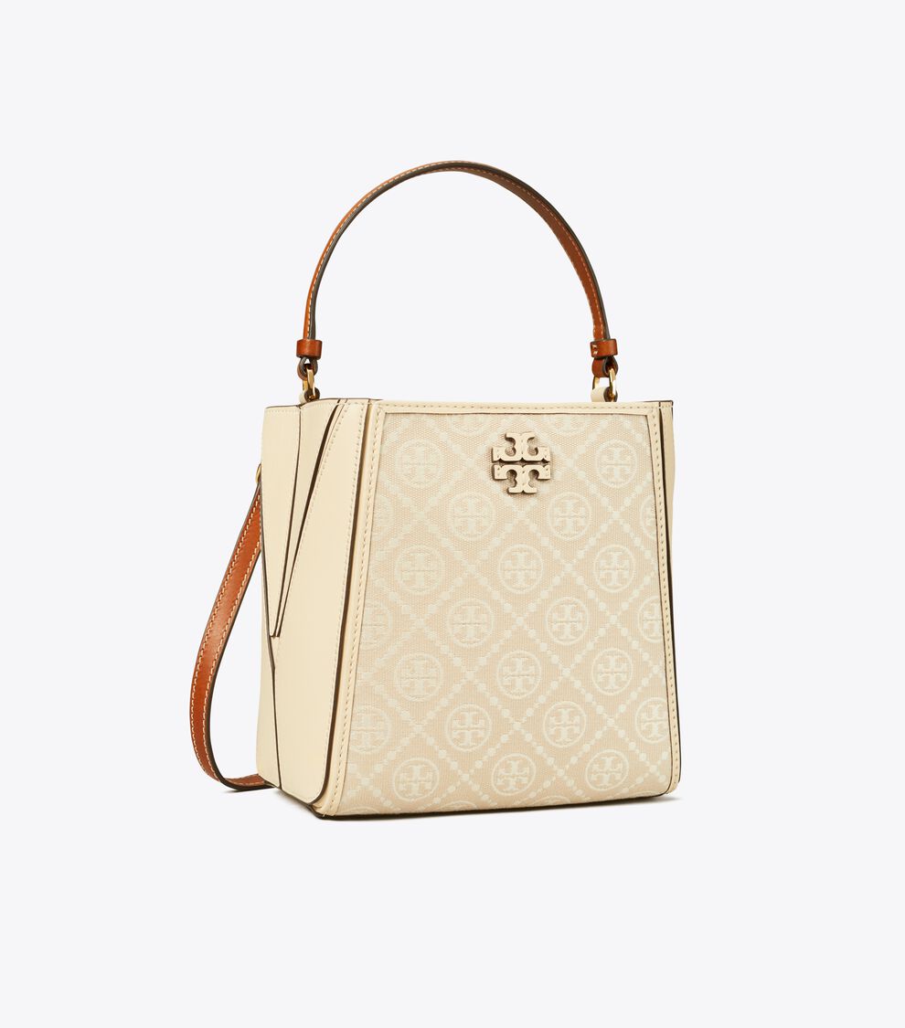 Small T Monogram McGraw Bucket Bag, Ivory Tory Burch UAE