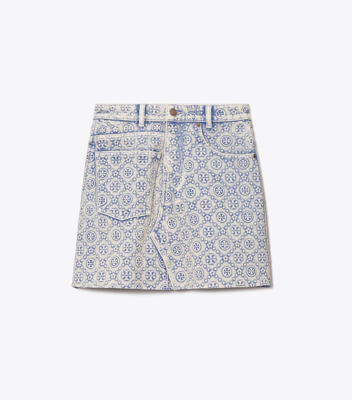 T Monogram Denim Mini Skirt tory burch t monogram denim mini skirt