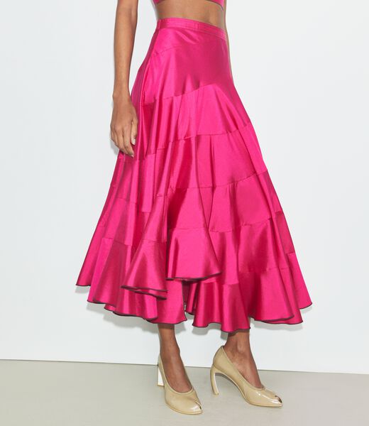 tory burch flared cotton silk skirt