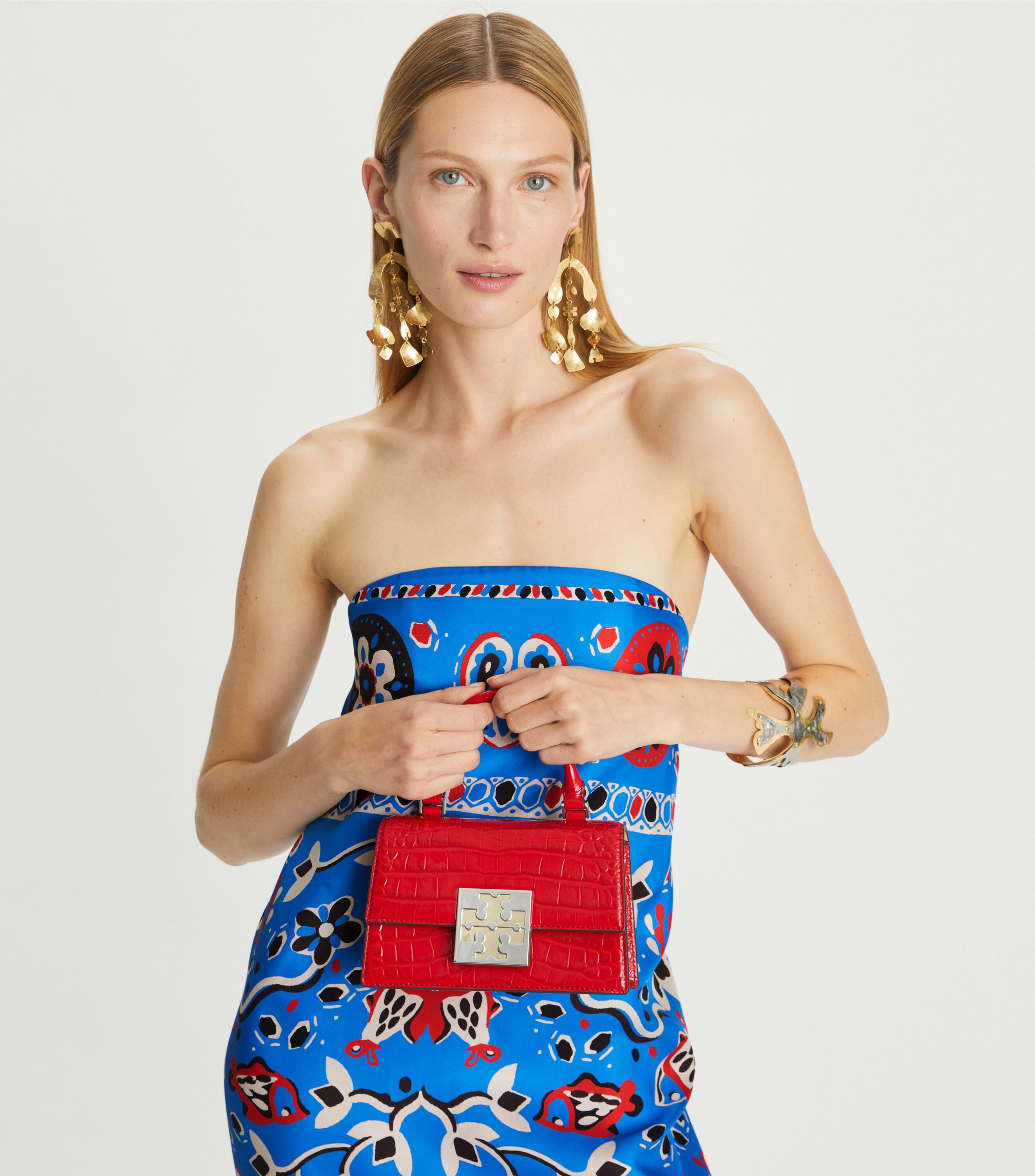 Bon Bon Croc Embossed Mini Top Handle Bag Handbags Tory Burch
