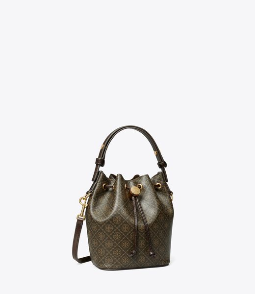 tory burch t monogram coated canvas mini bucket bag