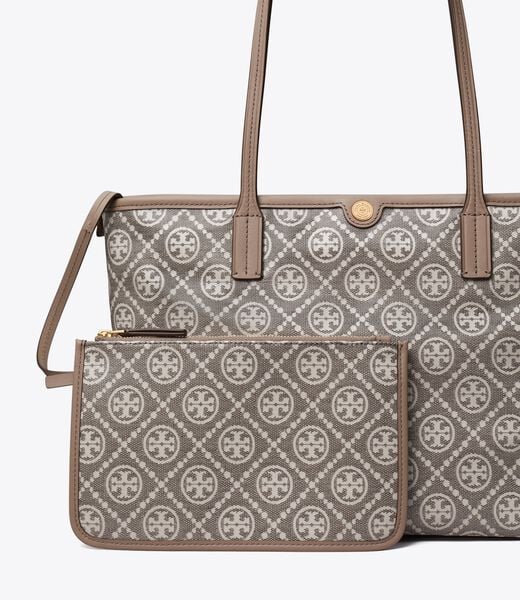 tory burch t monogram coated jacquard small zip tote