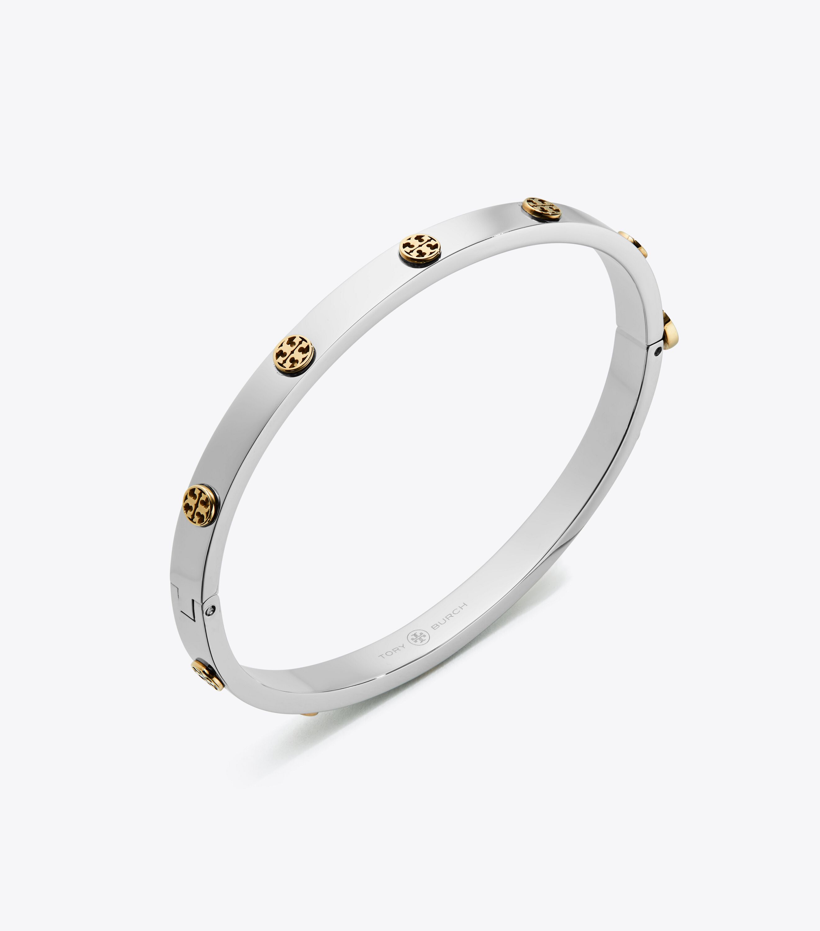 Miller Stud Hinge Bracelet, 5MM, Tory Silver / Tory Gold