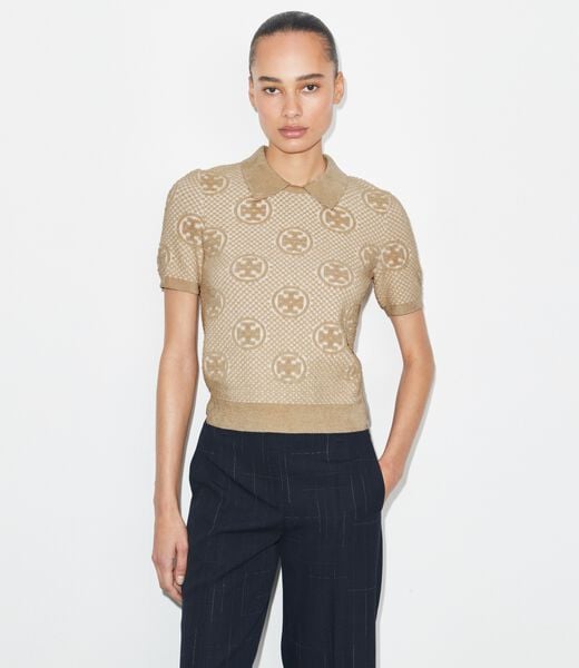 tory burch nylon jacquard polo