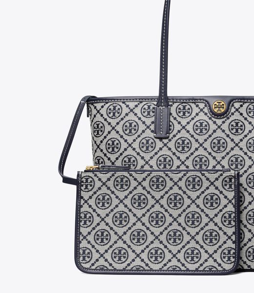 tory burch small t monogram zip tote