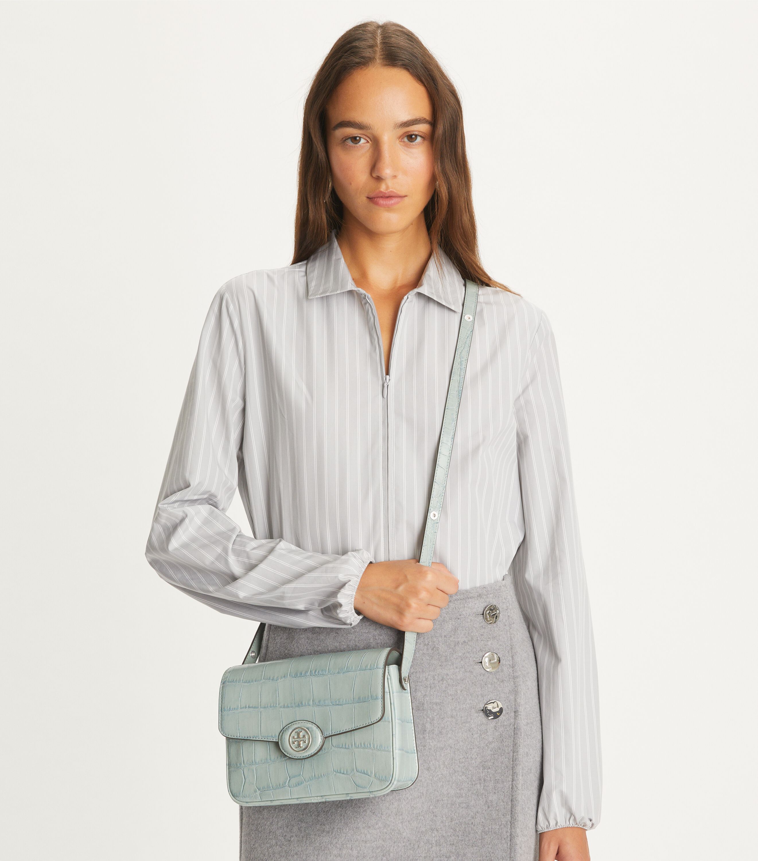 Tory Burch Robinson Croc Embossed Convertible Shoulder Bag Tory Burch UAE