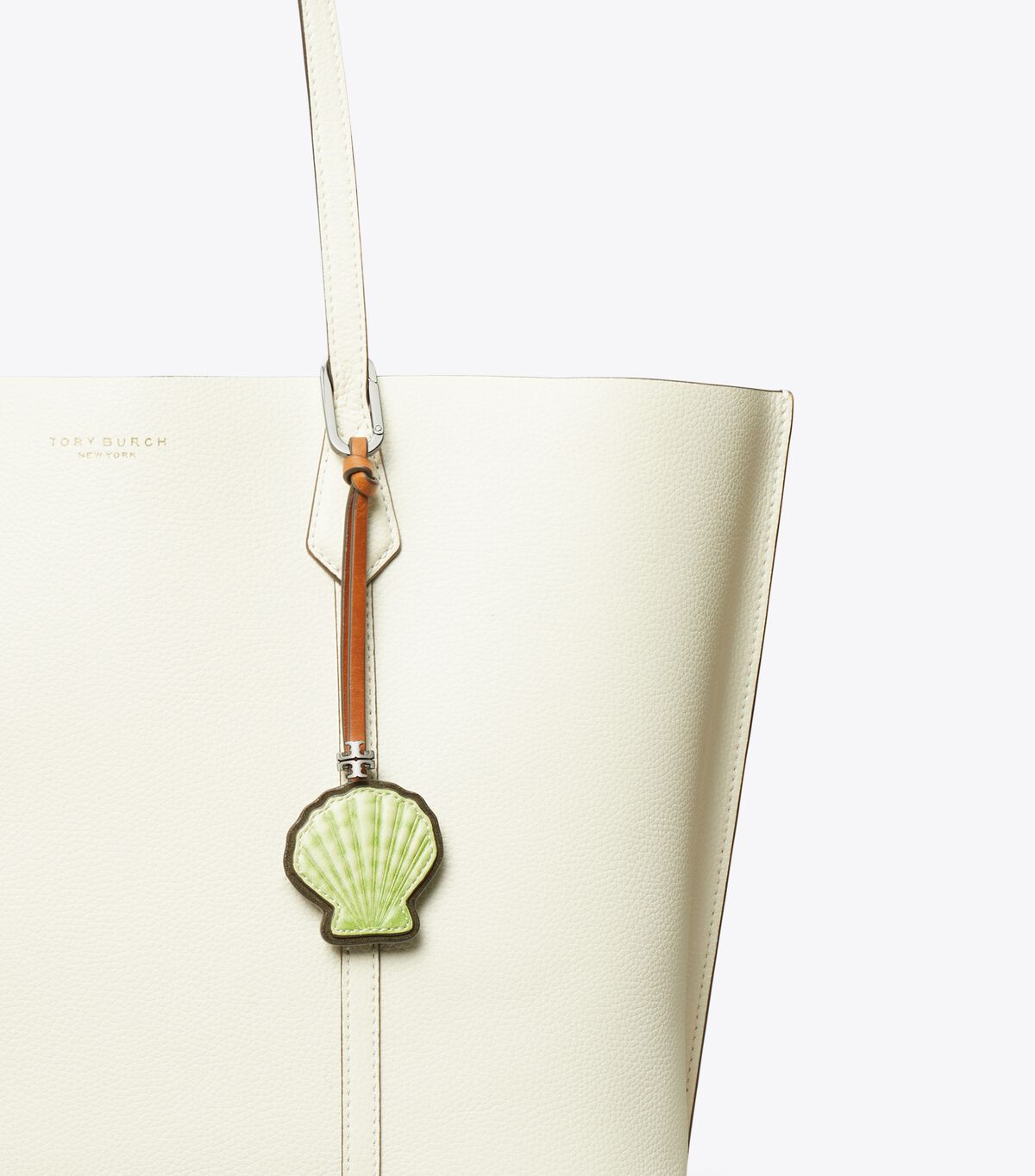 tory burch تعليقة حقيبة جلدية على شكل صدفة
