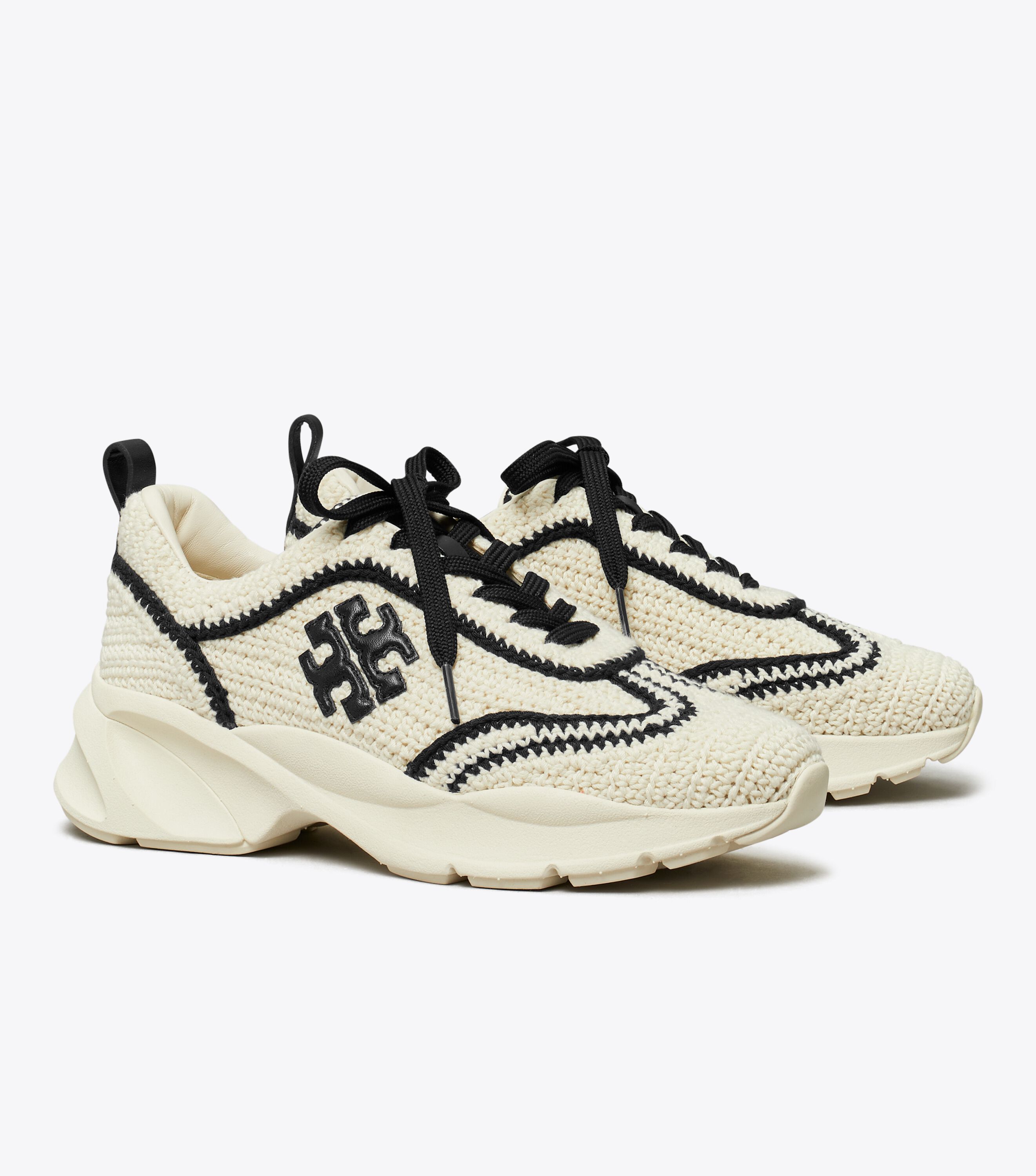 Good Luck Crochet Trainer, New Ivory / Perfect Black | Tory