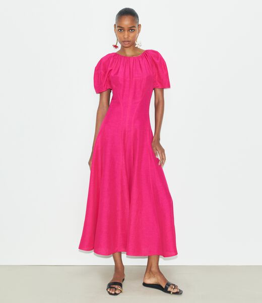 tory burch balloon sleeve linen dress
