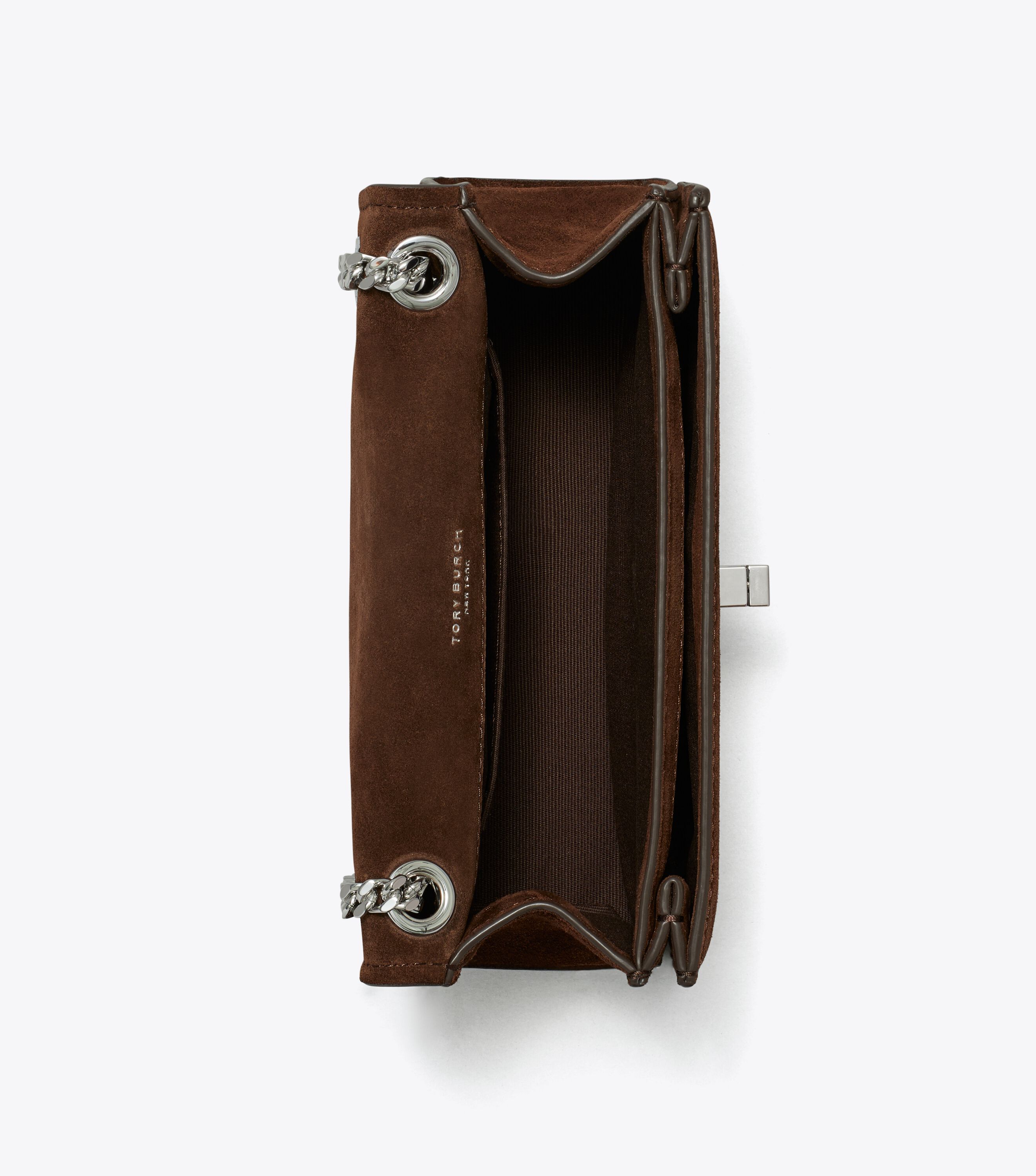 Mini Kira Turnlock Suede Shoulder Bag, Dark Cocoa | Tory Burch UAE