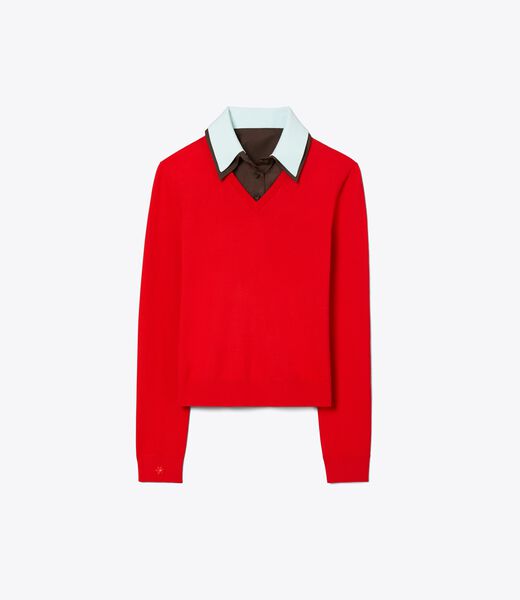 tory burch layered merino wool sweater