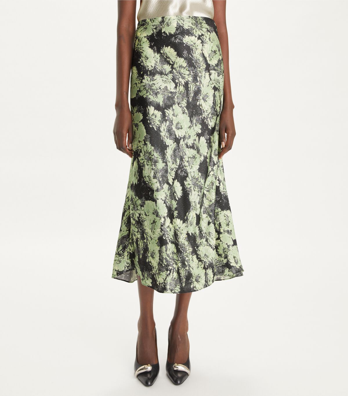 tory burch printed satin skirt