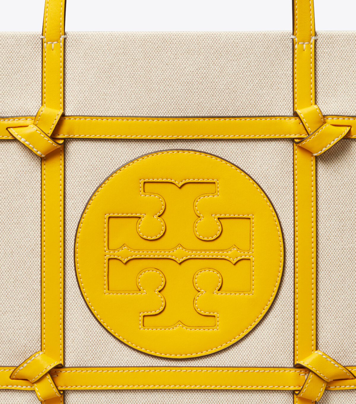 tory burch ella canvas quadrant knot tote bag