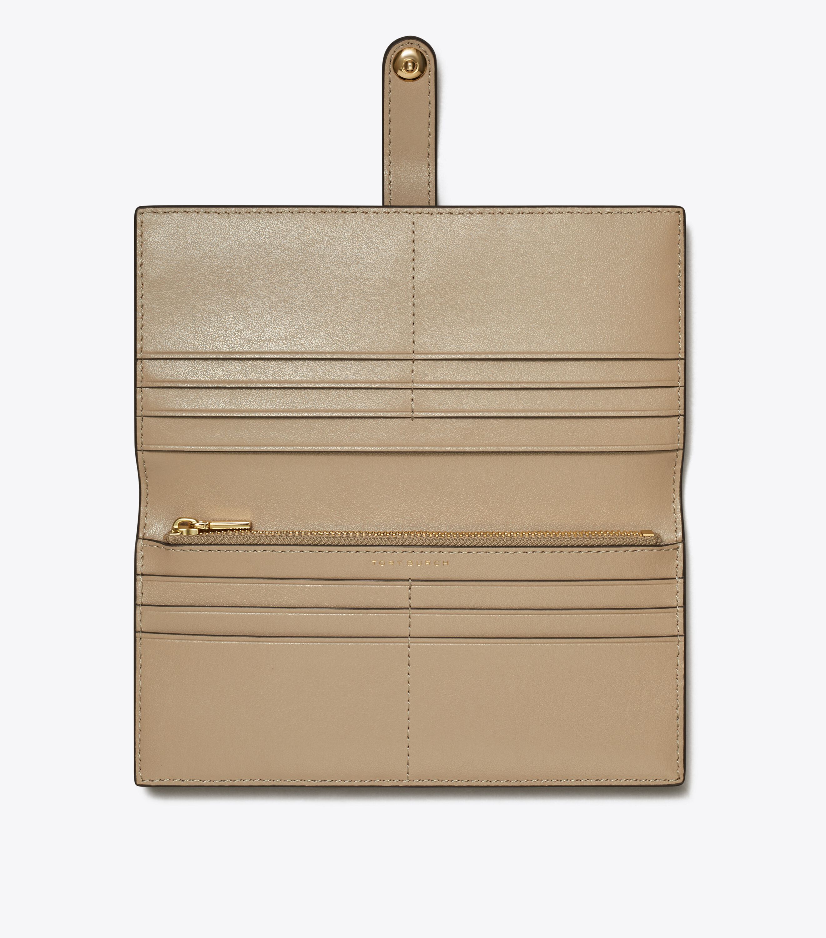 T Monogram Leather Zip Slim Wallet, Fresh Clay | Tory Burch UAE