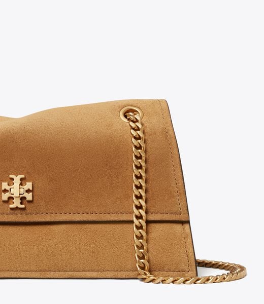 tory burch حقيبة كتف كيرا من جلد الغزال مع قفل دوار
