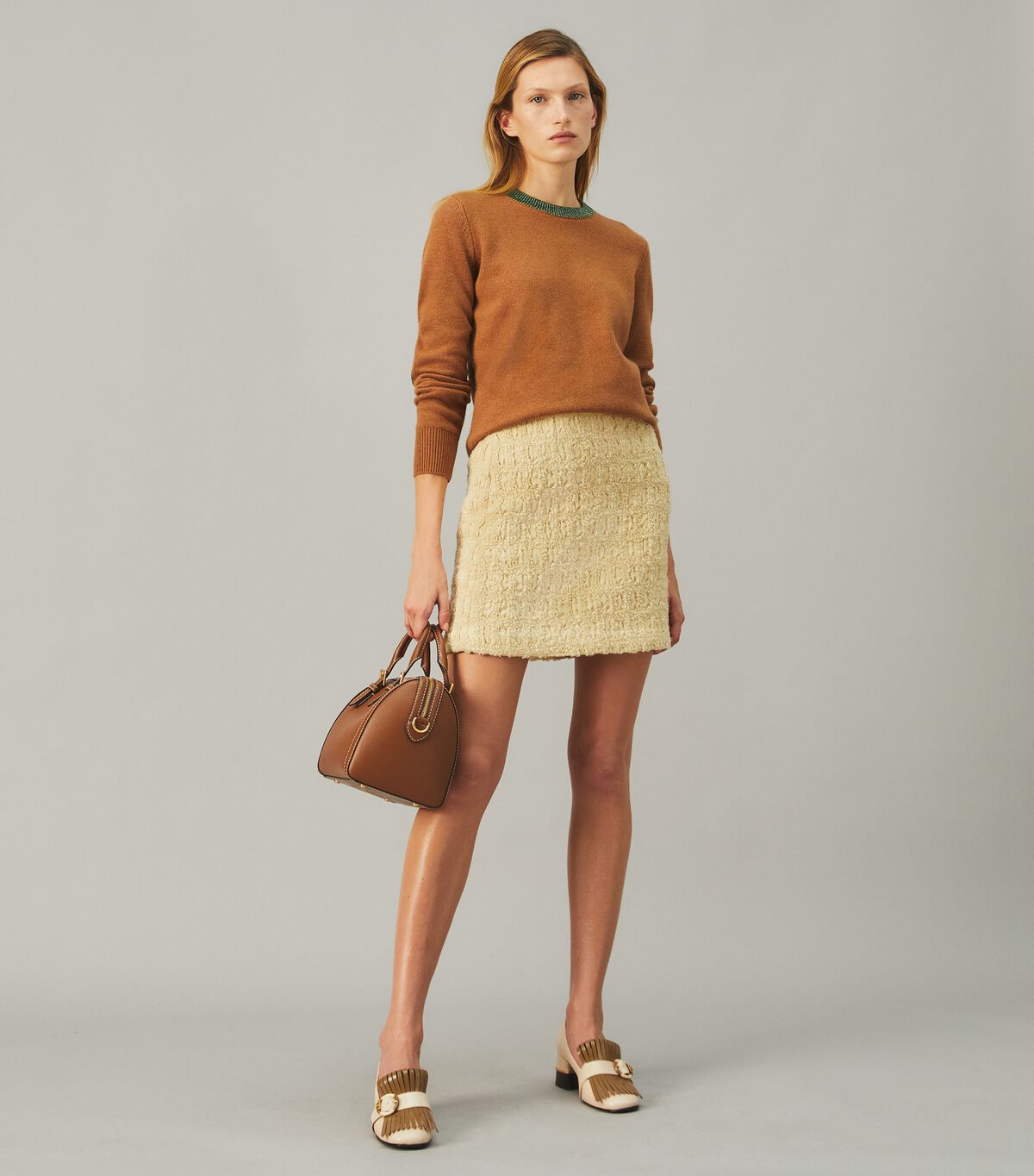 tory burch multi logo kiltie heeled loafer