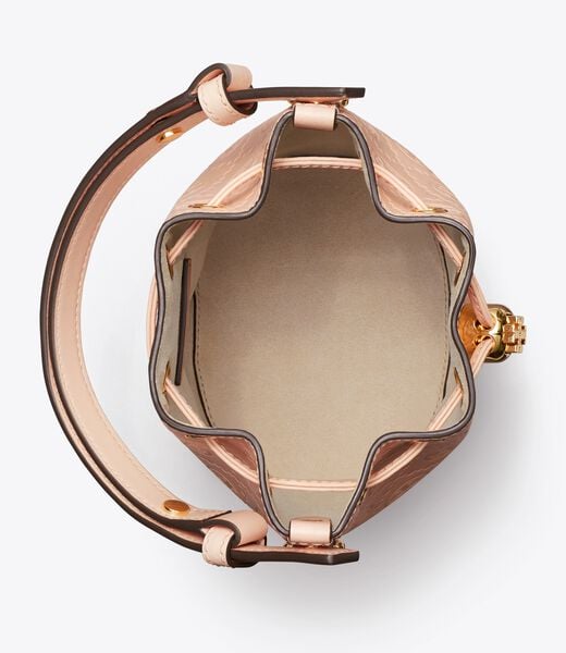 tory burch t monogram leather mini bucket bag
