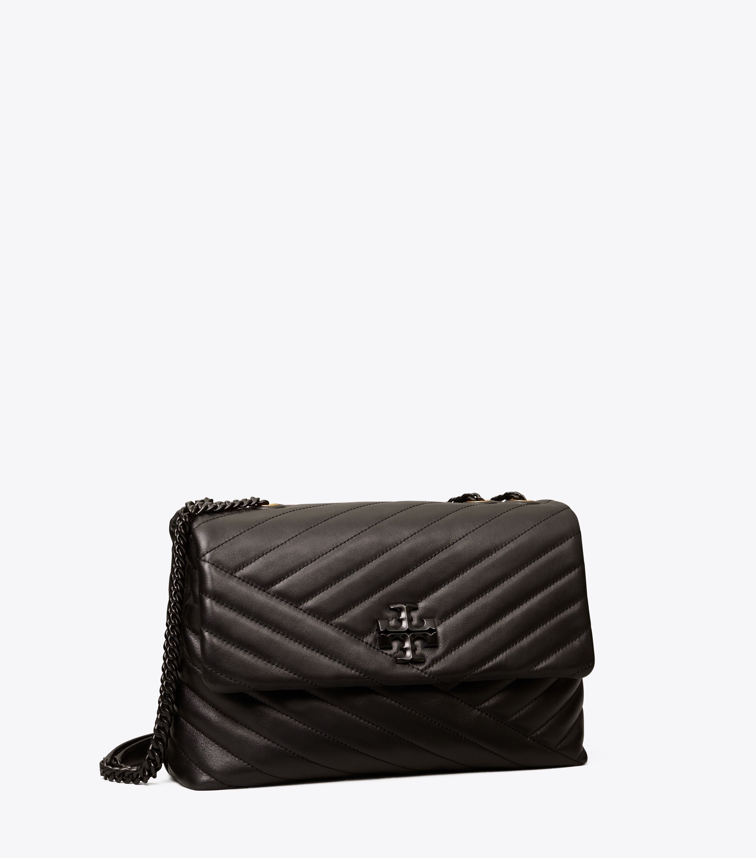 Tory burch black leather shoulder bag deals