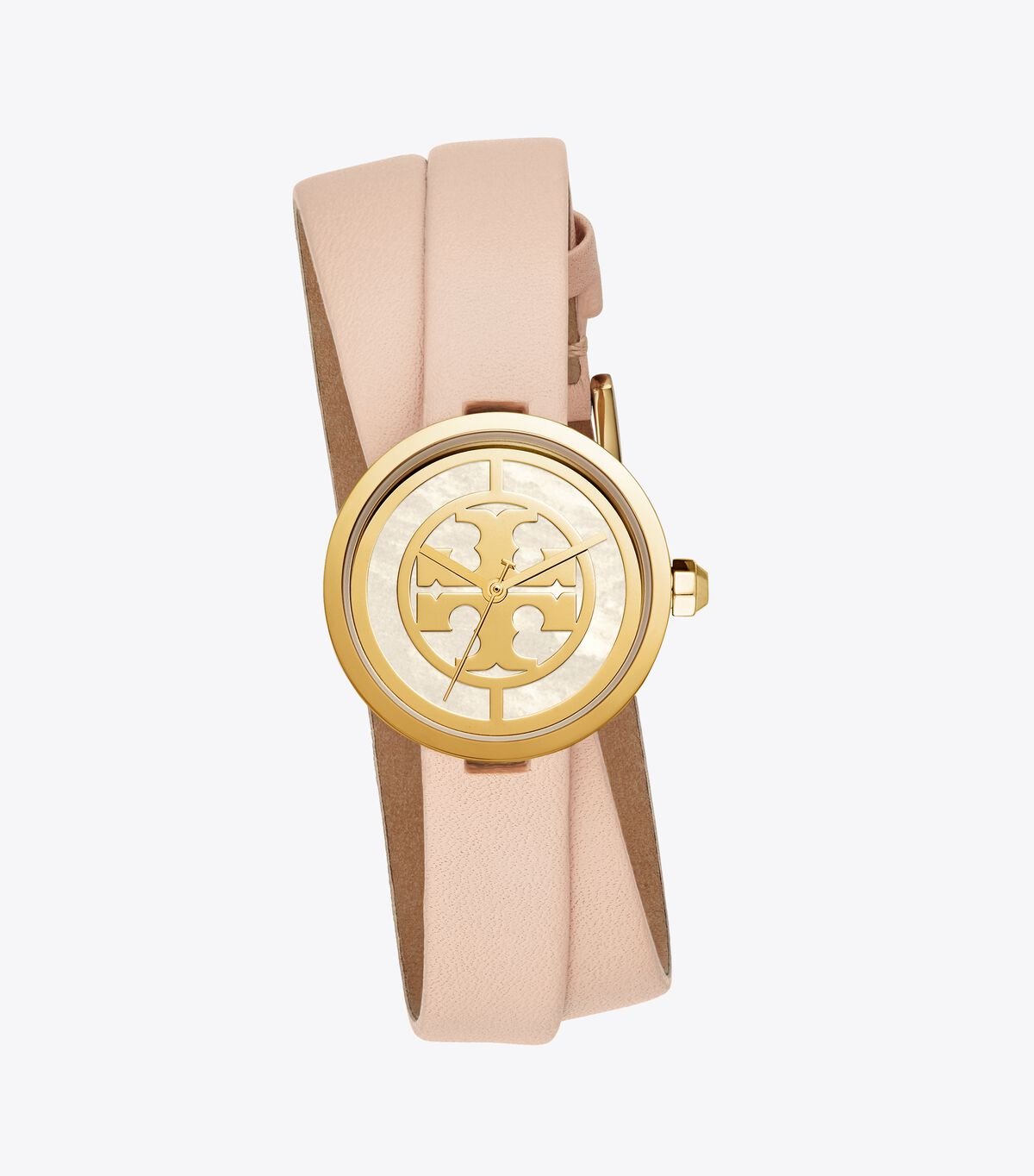 Reva Double-Wrap Watch, Nude Leather/Gold Tone, 28 MM