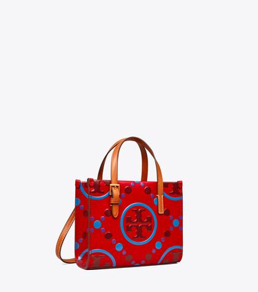 Mini T Monogram Contrast Embossed Square Tote