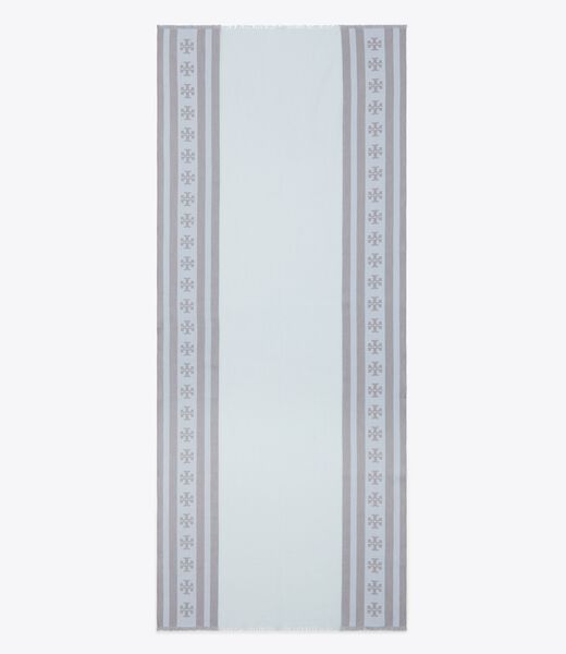 tory burch logo stripe oblong scarf