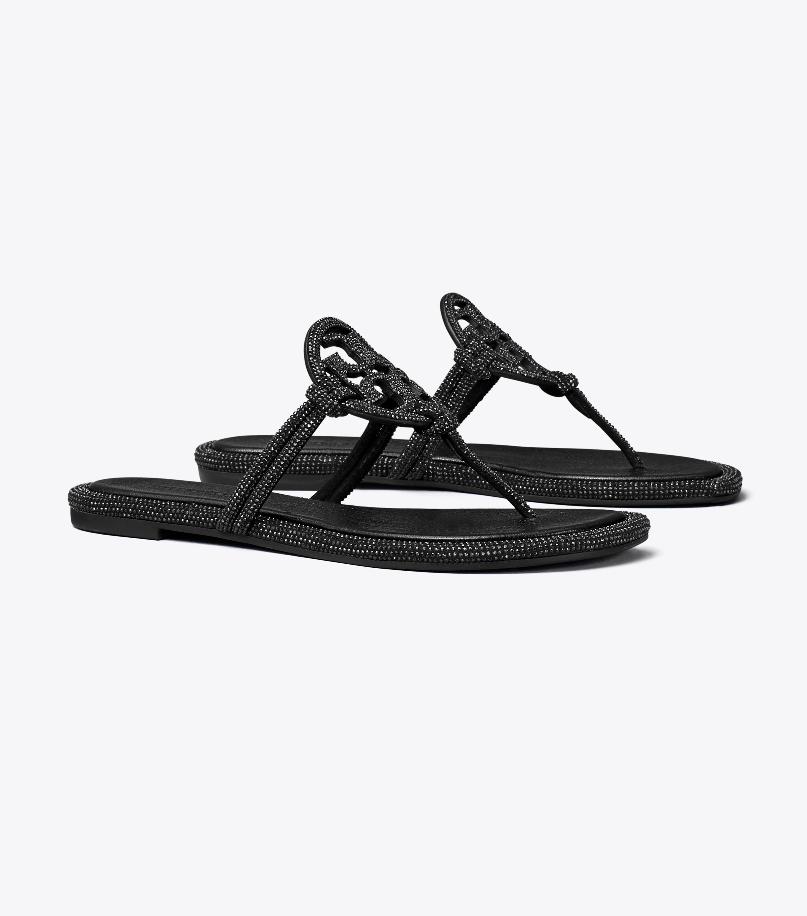 Tory burch miller embroidered sandal black cheap